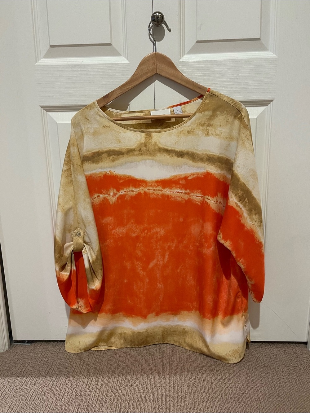 Chico’s Orange Beige Blouse